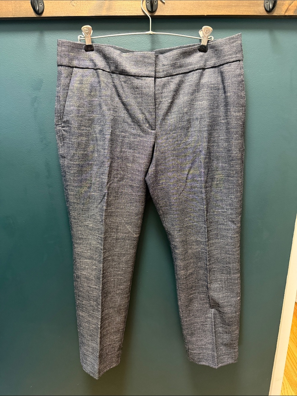 LOFT Heathered Gray Slim Ankle Cropped Trousers - Petite